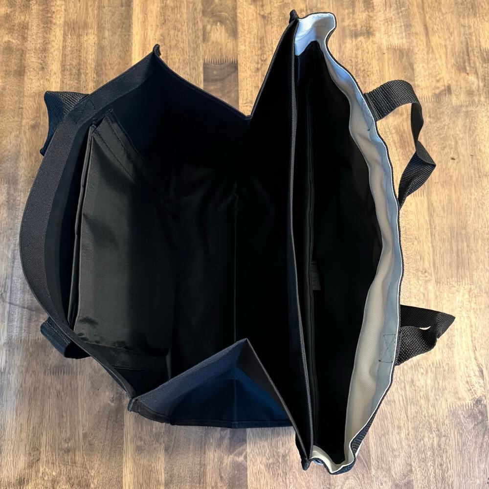 Pampered Chef Consultant Tote Bag XL Handles Pockets Canvas Expandable Black - Picture 8 of 9